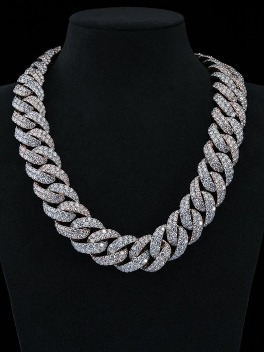 26mm Iced Cuban Link Chain, VVS Moissanite Necklace, Diamond Tester Pass, Men’s Hip Hop Jewelry, Custom Iced Out Chain