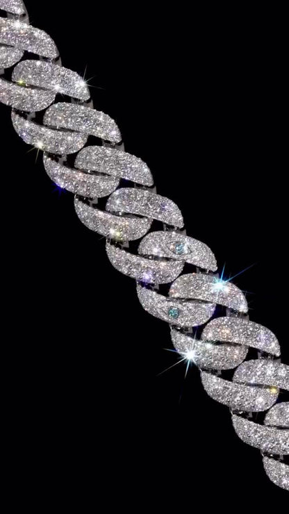 20mm VVS Moissanite Cuban Link Chain | Rhodium Plated 925 Silver | Eye Links & Mosaic Lock | Pass Diamond Tester | Hip Hop Jewelry