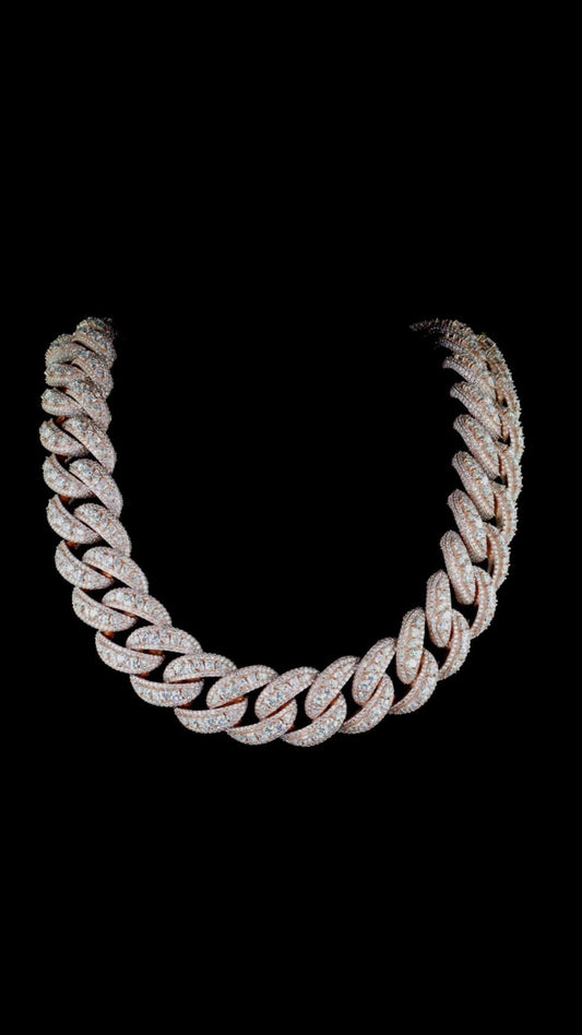 30mm Iced Out Cuban Link Chain, VVS1 Moissanite Mixed Cut Diamonds, 925 Silver Heavy 550g 26" Necklace, Hip Hop Rapper Bling