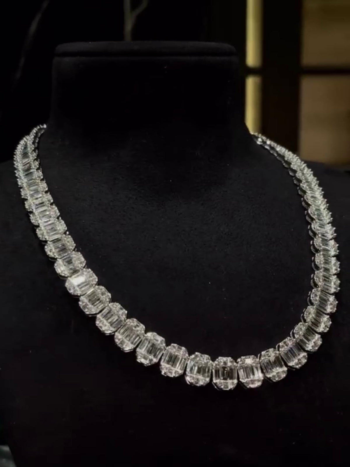 10mm VVS Moissanite Track Necklace | Baguette & Round Cut Moissanite | Pass Diamond Tester | 925 Sterling Silver | Necklace for Men / Women