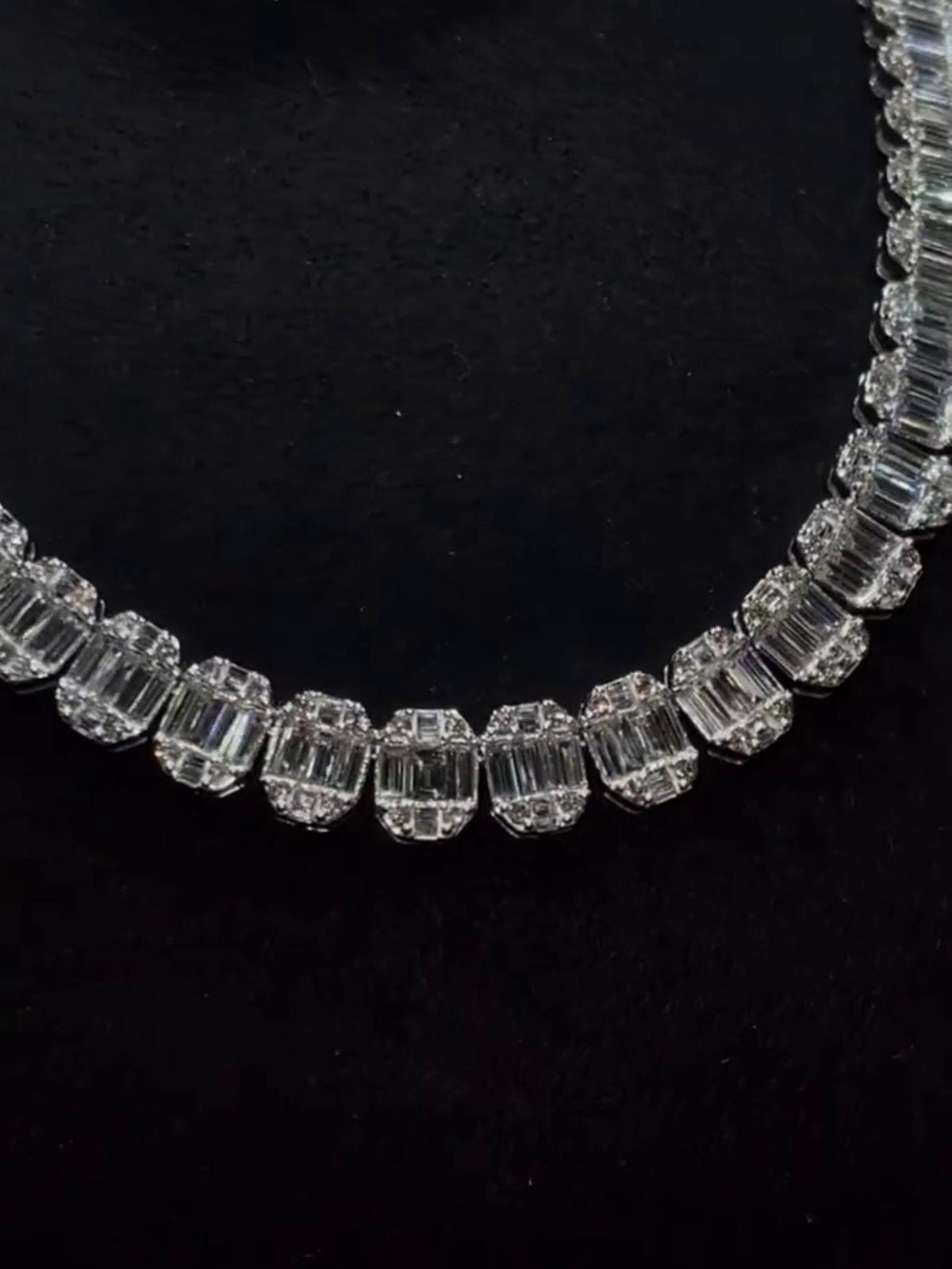 10mm VVS Moissanite Track Necklace | Baguette & Round Cut Moissanite | Pass Diamond Tester | 925 Sterling Silver | Necklace for Men / Women