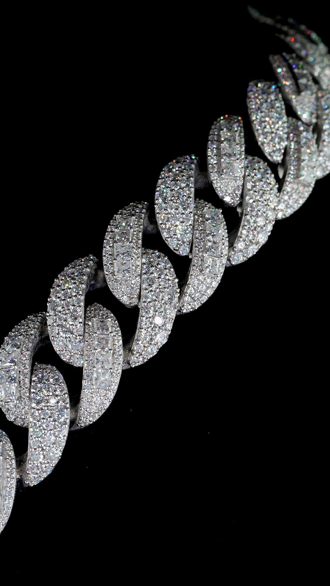 20mm VVS1 Moissanite Cuban Link Chain, 16–30 Inch, 925 Sterling Silver, Rhodium Plated, Iced Out Necklace with Custom Lock