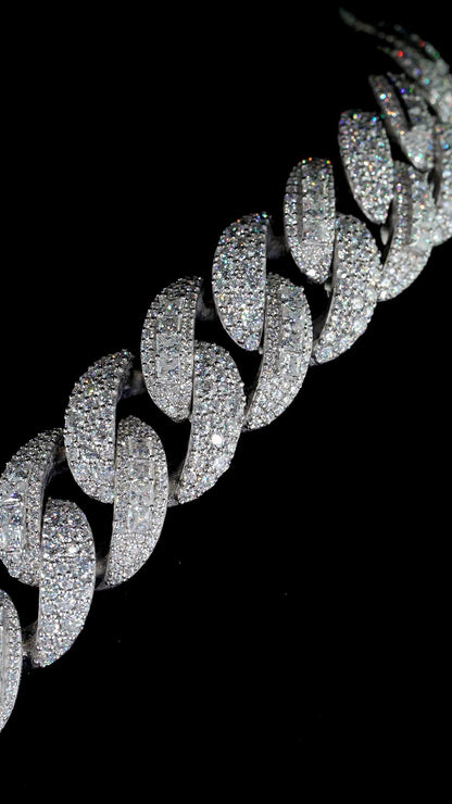 20mm VVS1 Moissanite Cuban Link Chain, 16–30 Inch, 925 Sterling Silver, Rhodium Plated, Iced Out Necklace with Custom Lock