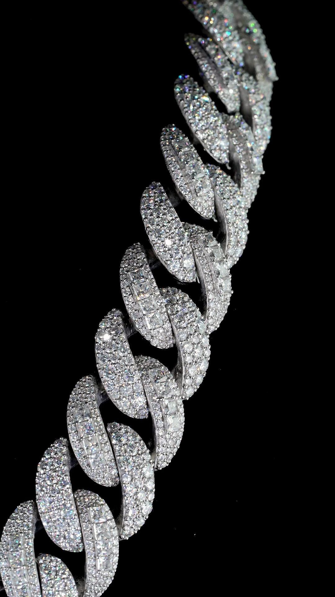 20mm VVS1 Moissanite Cuban Link Chain, 16–30 Inch, 925 Sterling Silver, Rhodium Plated, Iced Out Necklace with Custom Lock