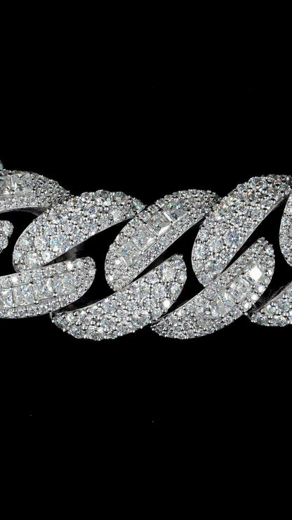 20mm VVS1 Moissanite Cuban Link Chain, 16–30 Inch, 925 Sterling Silver, Rhodium Plated, Iced Out Necklace with Custom Lock