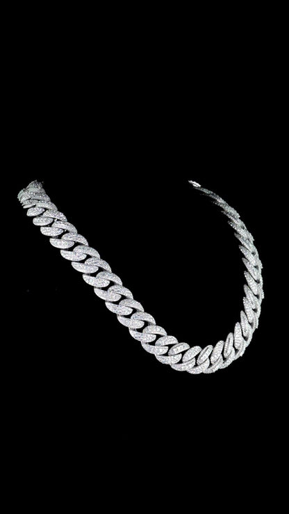 20mm VVS1 Moissanite Cuban Link Chain, 16–30 Inch, 925 Sterling Silver, Rhodium Plated, Iced Out Necklace with Custom Lock