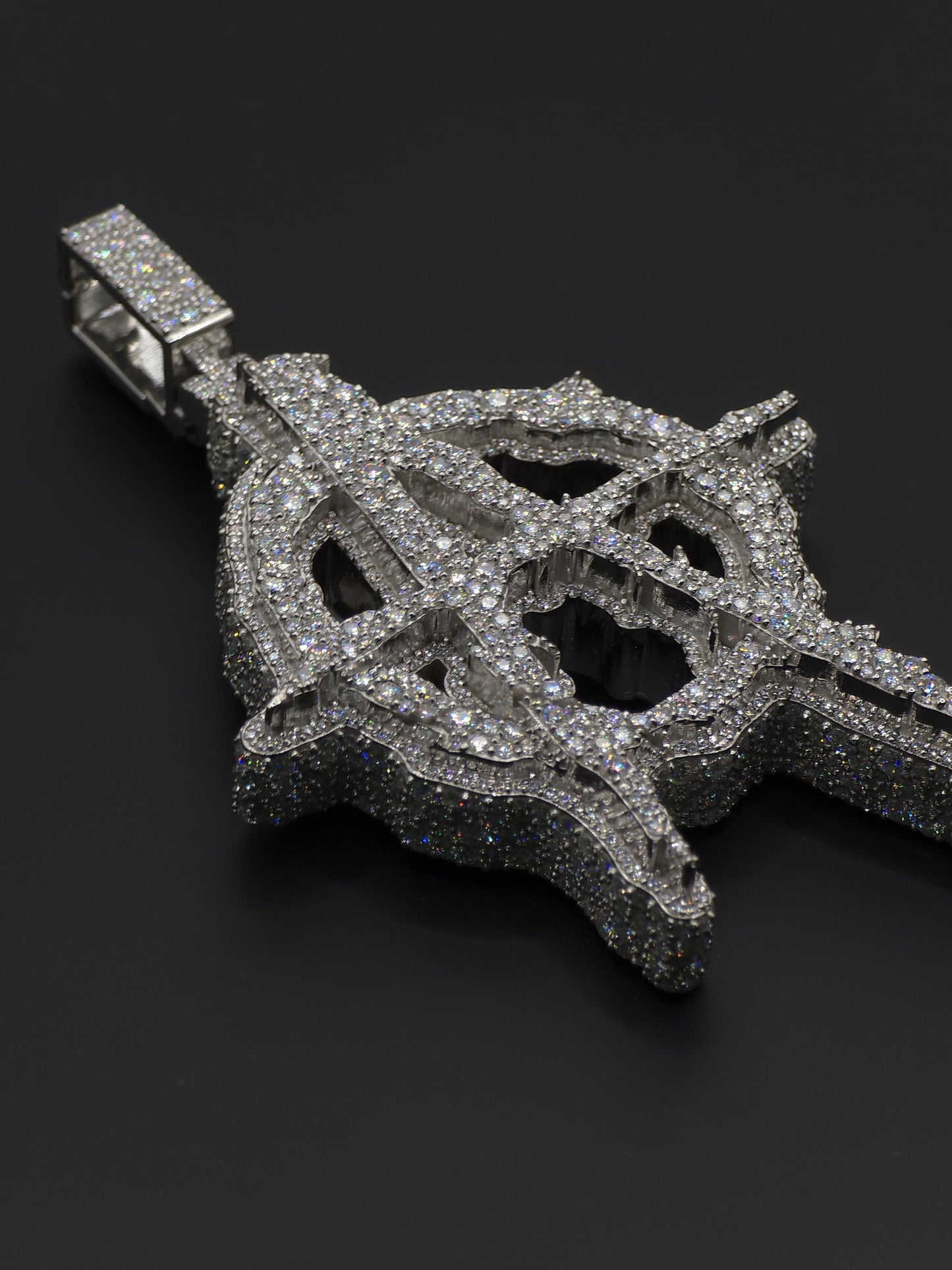 Anarchy A Pendant, 3D Iced Out Hip Hop Jewelry, Mosaic set Round Cut CZ/Moissanite/Lab Grown Diamonds, 925 Silver or 10K Gold