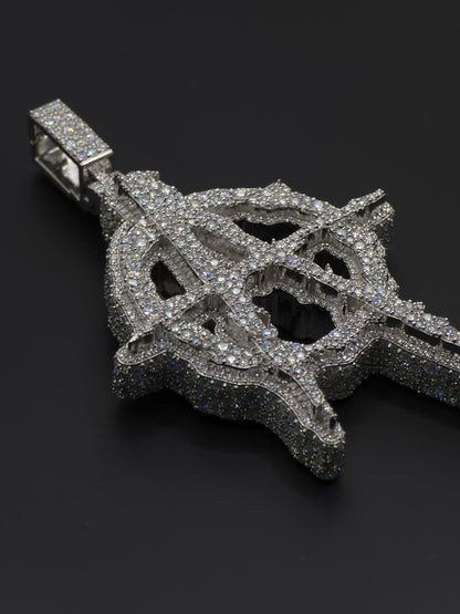 Anarchy A Pendant, 3D Iced Out Hip Hop Jewelry, Mosaic set Round Cut CZ/Moissanite/Lab Grown Diamonds, 925 Silver or 10K Gold