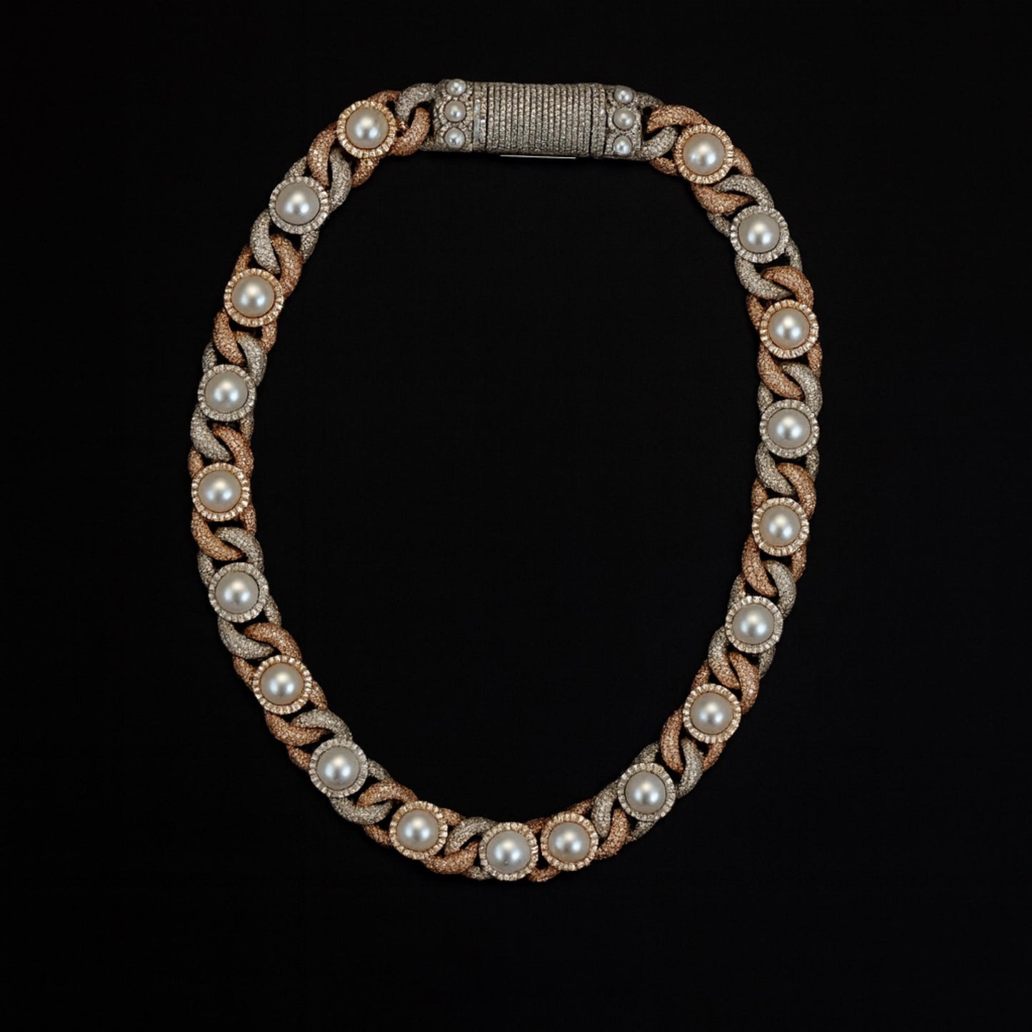 Luxury Pearl Cuban Link Chain | Iced Out Moissanite & Pearl Necklace | Hip Hop Statement Jewelry | 925 Sterling Silver