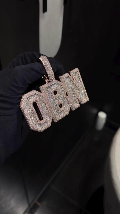 Custom Iced Out Letter Pendant | 925 Silver | VVS Moissanite | Fully Customizable Initial Pendant | Hip Hop Bling Jewelry