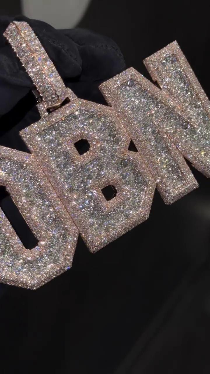 Custom Iced Out Letter Pendant | 925 Silver | VVS Moissanite | Fully Customizable Initial Pendant | Hip Hop Bling Jewelry