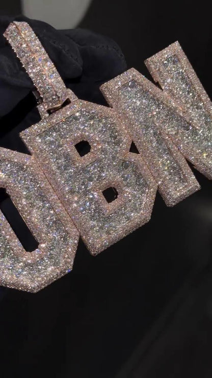 Custom Iced Out Letter Pendant | 925 Silver | VVS Moissanite | Fully Customizable Initial Pendant | Hip Hop Bling Jewelry