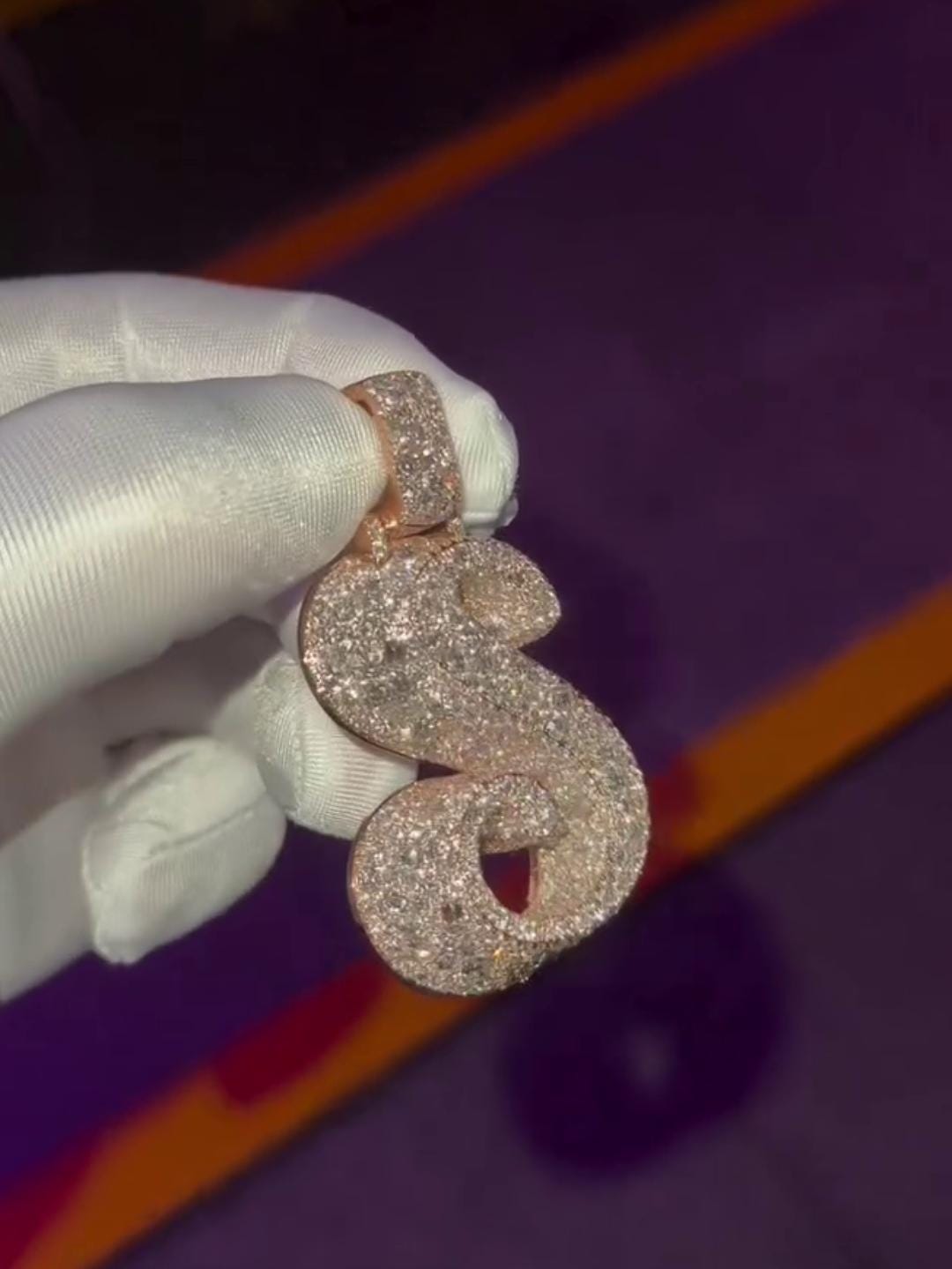 Custom Initial "S" Pendant | 925 Sterling Silver | VVS Moissanite | 3D Letter Pendant | Mosaic Setting Iced Out Hip Hop Jewelry