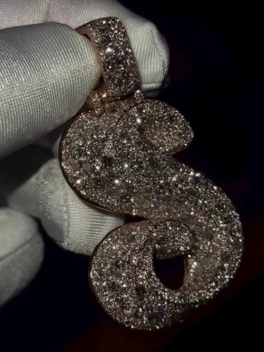 Custom Initial "S" Pendant | 925 Sterling Silver | VVS Moissanite | 3D Letter Pendant | Mosaic Setting Iced Out Hip Hop Jewelry