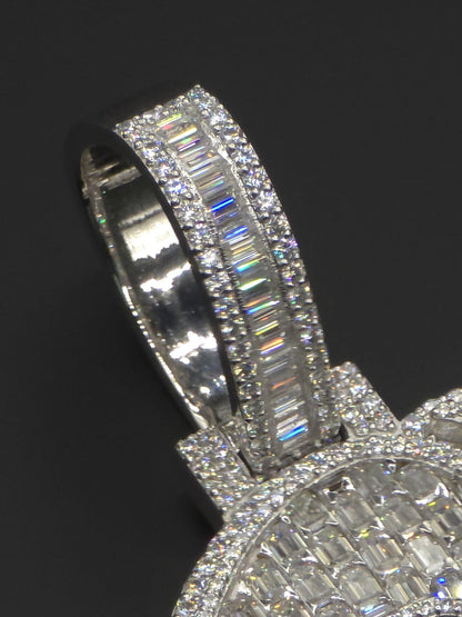 Custom Emerald Cut Moissanite Letter Pendant, Iced Out Layered Hip Hop Necklace, VVS1 Moissanite Diamonds, 925 Sterling Silver / 10K