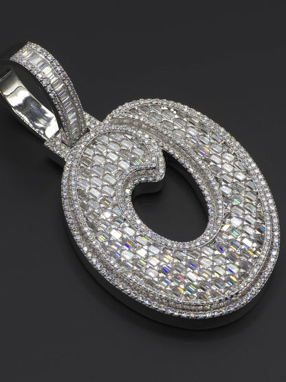Custom Emerald Cut Moissanite Letter Pendant, Iced Out Layered Hip Hop Necklace, VVS1 Moissanite Diamonds, 925 Sterling Silver / 10K