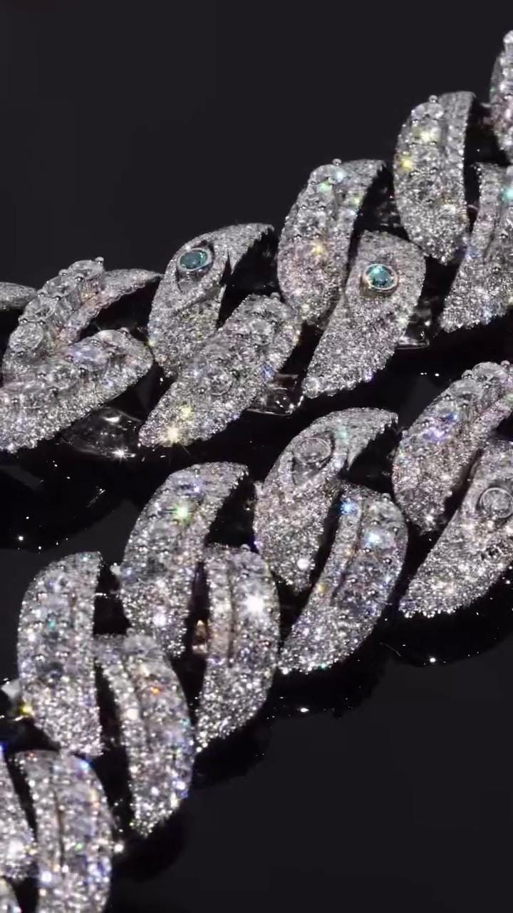 20mm VVS Moissanite Cuban Link Chain | Rhodium Plated 925 Silver | Eye Links & Mosaic Lock | Pass Diamond Tester | Hip Hop Jewelry