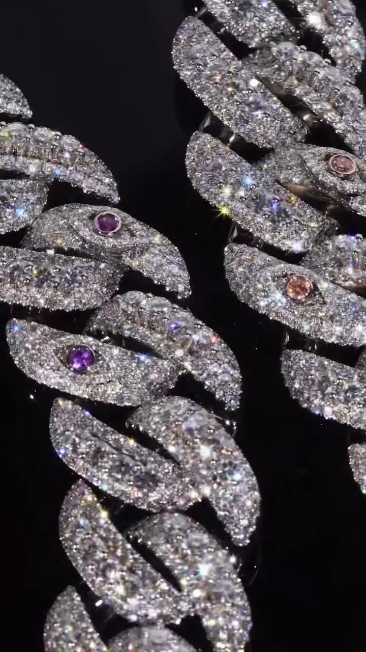 20mm VVS Moissanite Cuban Link Chain | Rhodium Plated 925 Silver | Eye Links & Mosaic Lock | Pass Diamond Tester | Hip Hop Jewelry