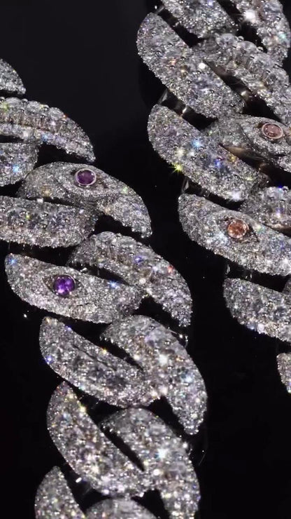 20mm VVS Moissanite Cuban Link Chain | Rhodium Plated 925 Silver | Eye Links & Mosaic Lock | Pass Diamond Tester | Hip Hop Jewelry