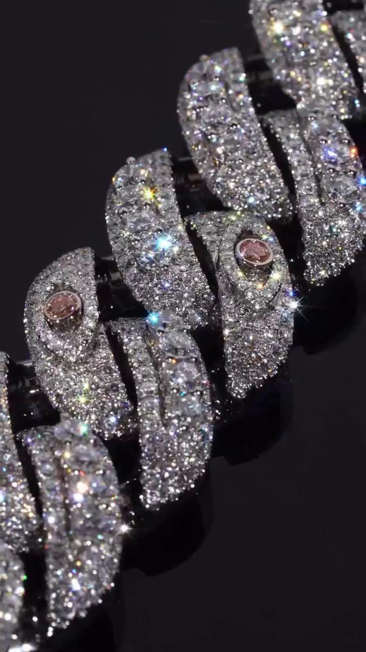 20mm VVS Moissanite Cuban Link Chain | Rhodium Plated 925 Silver | Eye Links & Mosaic Lock | Pass Diamond Tester | Hip Hop Jewelry