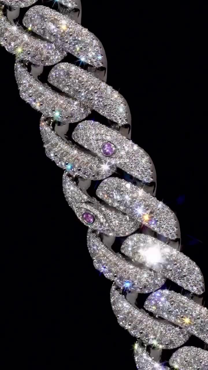 20mm VVS Moissanite Cuban Link Chain | Rhodium Plated 925 Silver | Eye Links & Mosaic Lock | Pass Diamond Tester | Hip Hop Jewelry