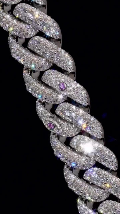 20mm VVS Moissanite Cuban Link Chain | Rhodium Plated 925 Silver | Eye Links & Mosaic Lock | Pass Diamond Tester | Hip Hop Jewelry