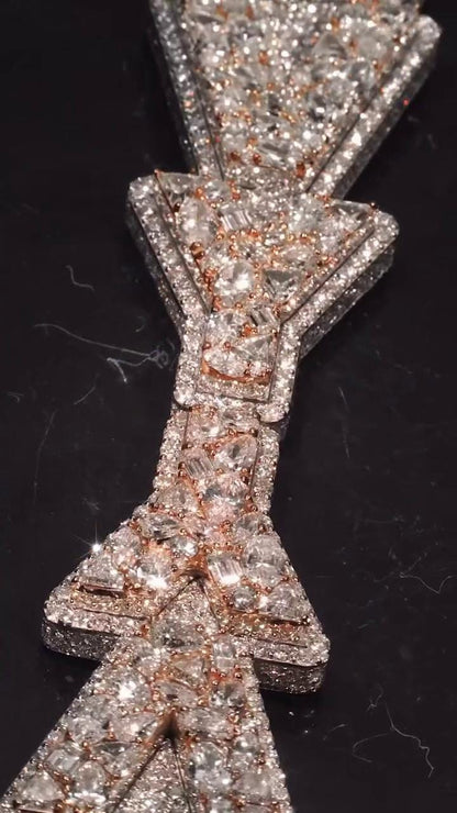 VVS Moissanite Vertical Pendant | Rhodium Plated 925 Sterling Silver | Mixed Cut Moissanite | Diamond Tester Approved | Hip Hop Jewelry