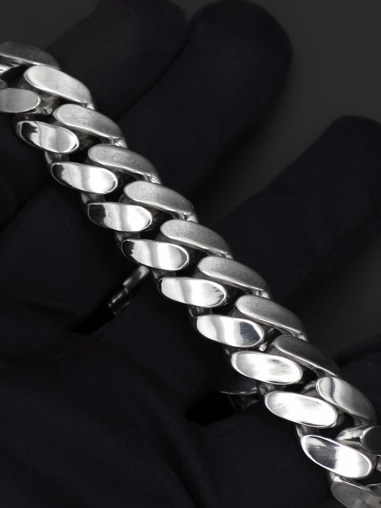 15mm Cuban Link Bracelet with Custom Moissanite Lock | Solid 925 Sterling Silver | Plain Polished Finish | Iced Out Clasp | Hip Hop Jewelry