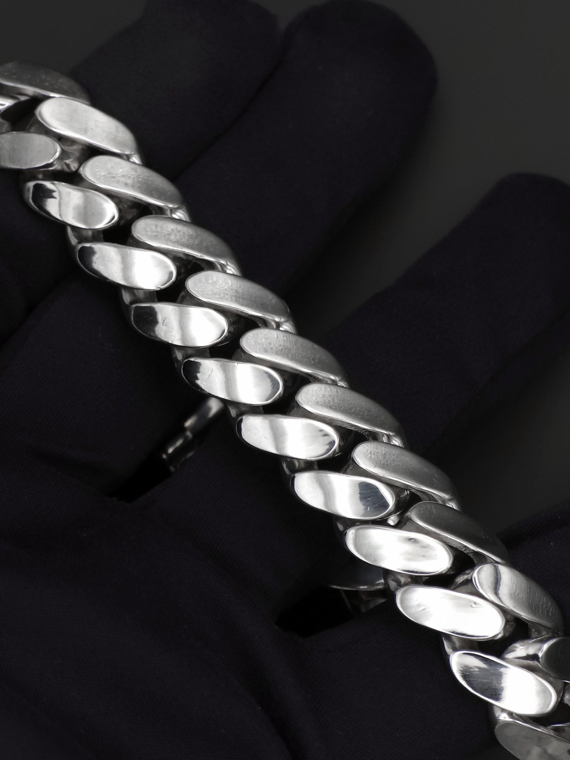 15mm Cuban Link Bracelet with Custom Moissanite Lock | Solid 925 Sterling Silver | Plain Polished Finish | Iced Out Clasp | Hip Hop Jewelry