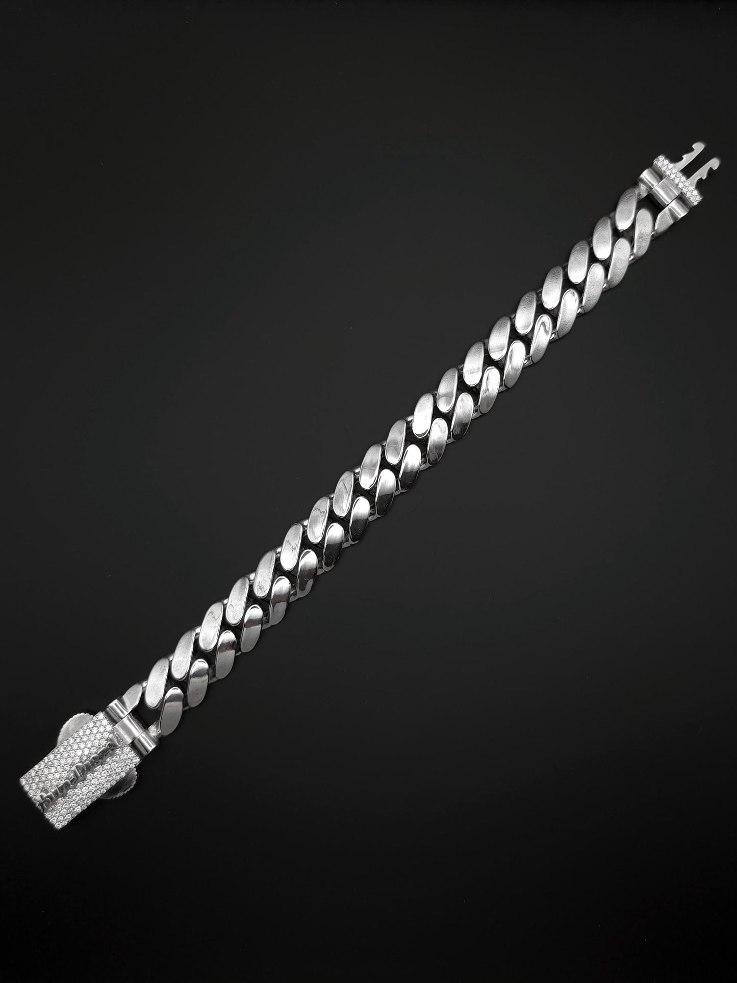 15mm Cuban Link Bracelet with Custom Moissanite Lock | Solid 925 Sterling Silver | Plain Polished Finish | Iced Out Clasp | Hip Hop Jewelry