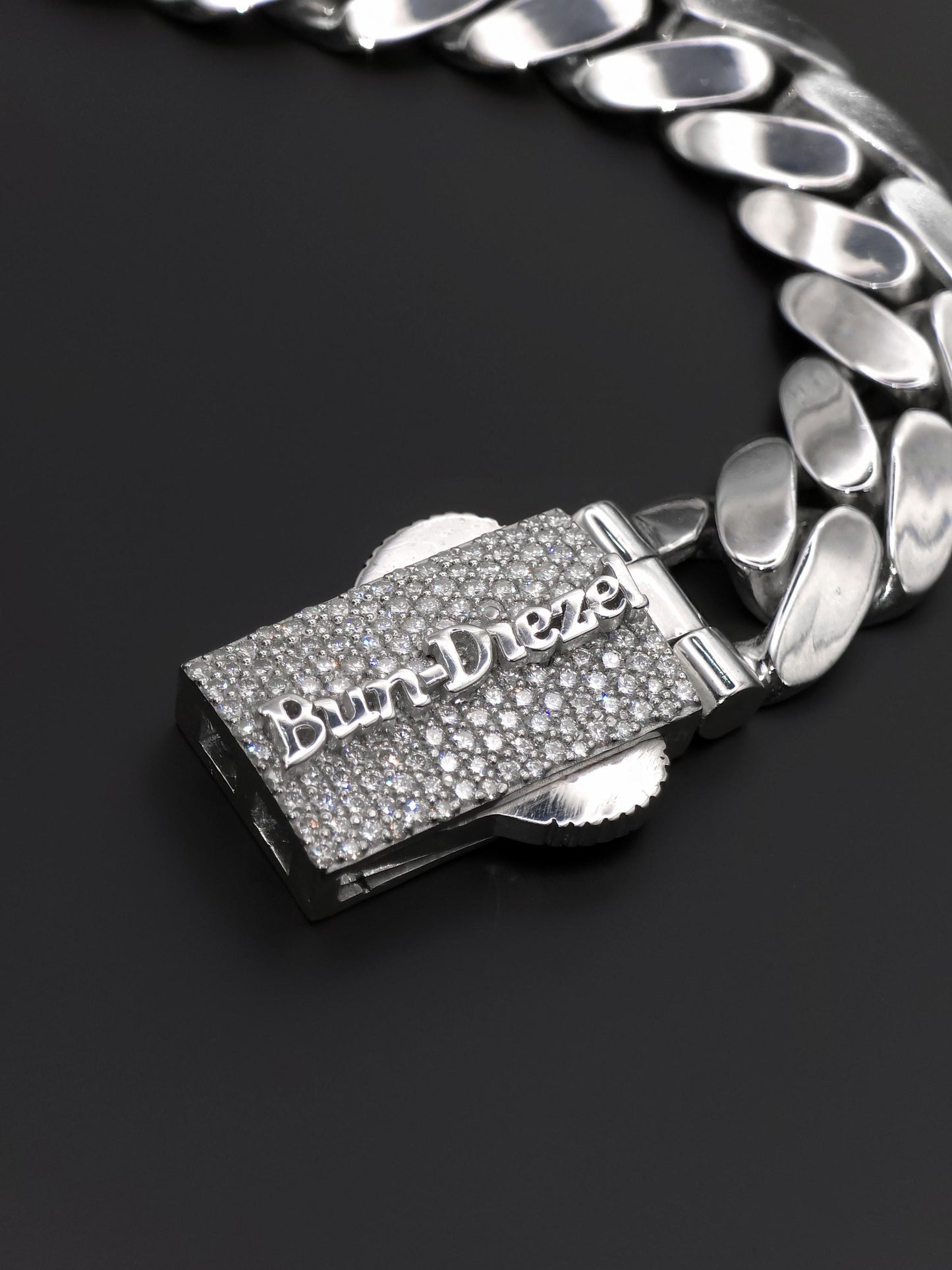 15mm Cuban Link Bracelet with Custom Moissanite Lock | Solid 925 Sterling Silver | Plain Polished Finish | Iced Out Clasp | Hip Hop Jewelry