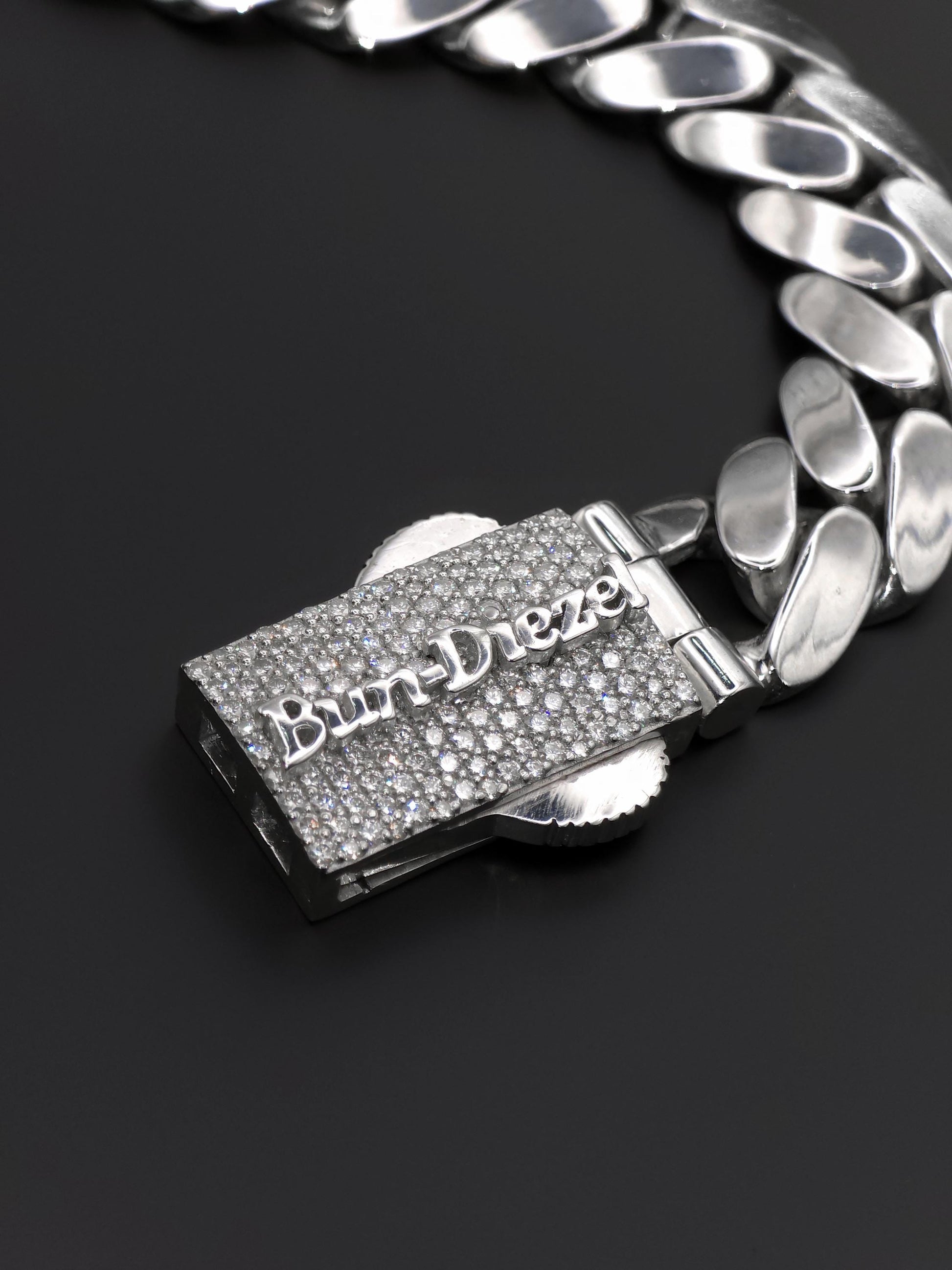 15mm Cuban Link Bracelet with Custom Moissanite Lock | Solid 925 Sterling Silver | Plain Polished Finish | Iced Out Clasp | Hip Hop Jewelry