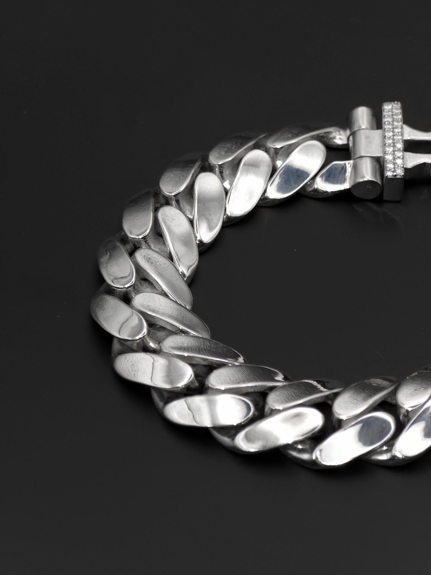 15mm Cuban Link Bracelet with Custom Moissanite Lock | Solid 925 Sterling Silver | Plain Polished Finish | Iced Out Clasp | Hip Hop Jewelry