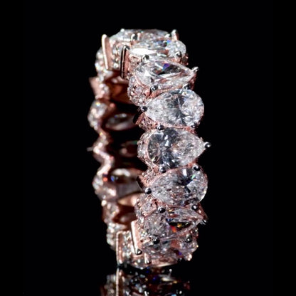 Eternity Band Ring | Pear Shape Moissanite | D Color VVS1 Moissanite Diamonds | Full Iced Out Band Ring | 925 Silver or 10K Gold