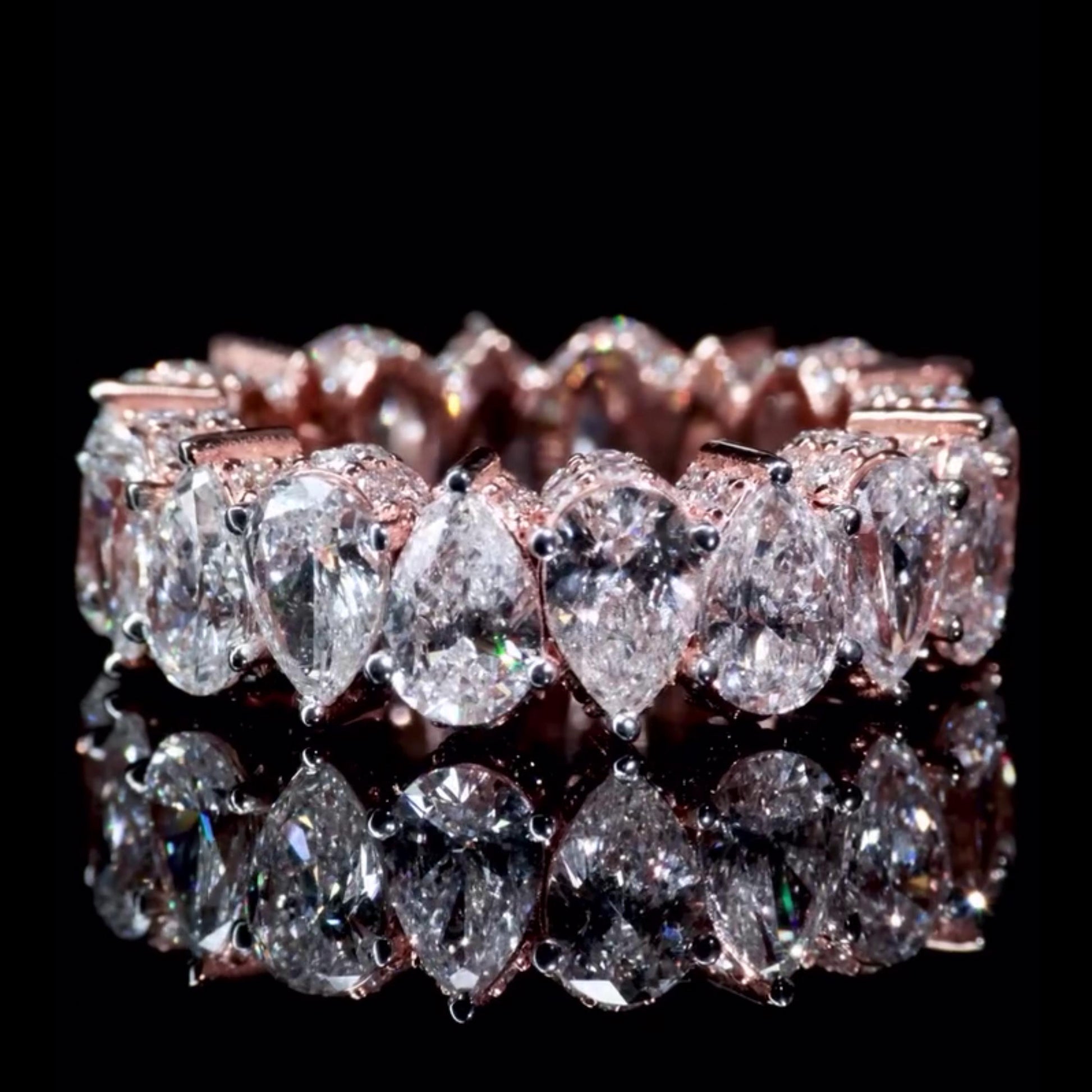 Eternity Band Ring | Pear Shape Moissanite | D Color VVS1 Moissanite Diamonds | Full Iced Out Band Ring | 925 Silver or 10K Gold