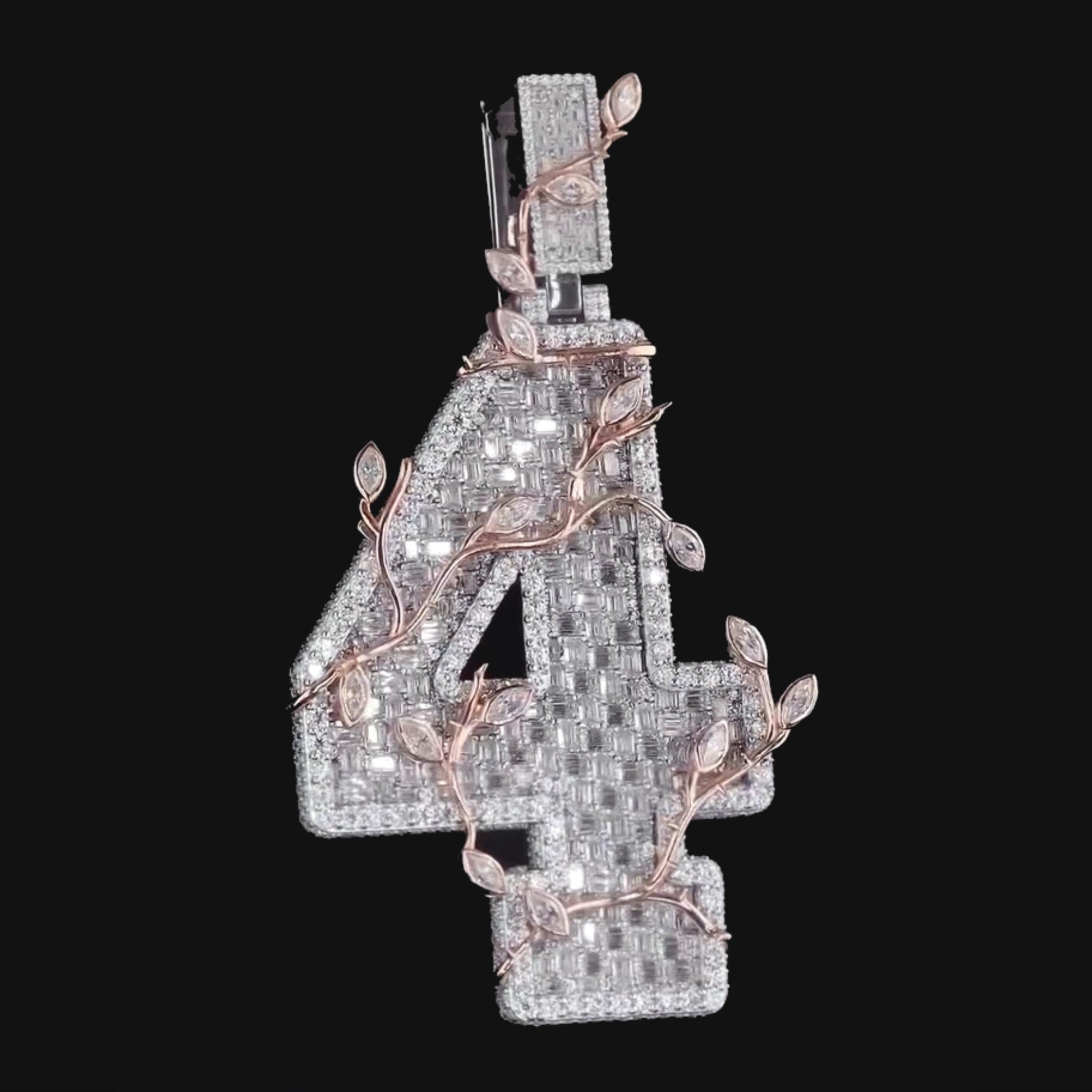 Custom Iced Out Number Pendant | Rhodium Plated 925 Sterling Silver | VVS1 Moissanite Diamonds | Personalized Hip Hop Jewelry