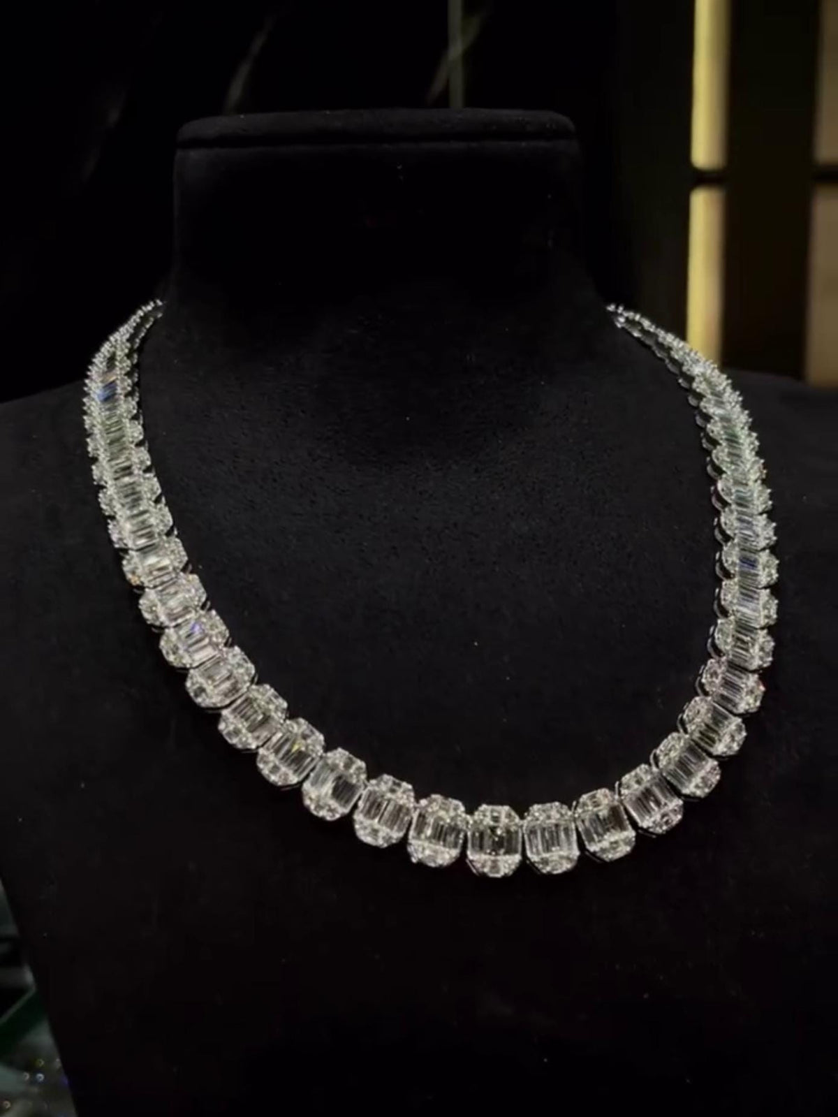 10mm VVS Moissanite Track Necklace | Baguette & Round Cut Moissanite | Pass Diamond Tester | 925 Sterling Silver | Necklace for Men / Women