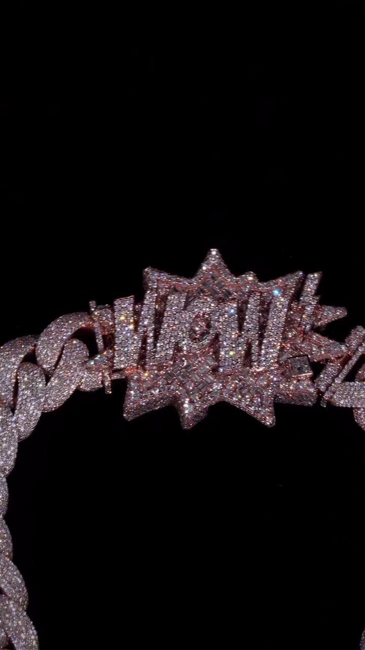Big Pave Cuban Chain with 100cts Diamonds - 26mm Wide, VVS1 Quality Round-cut Moissanite Diamond, Pass Diamond Tester