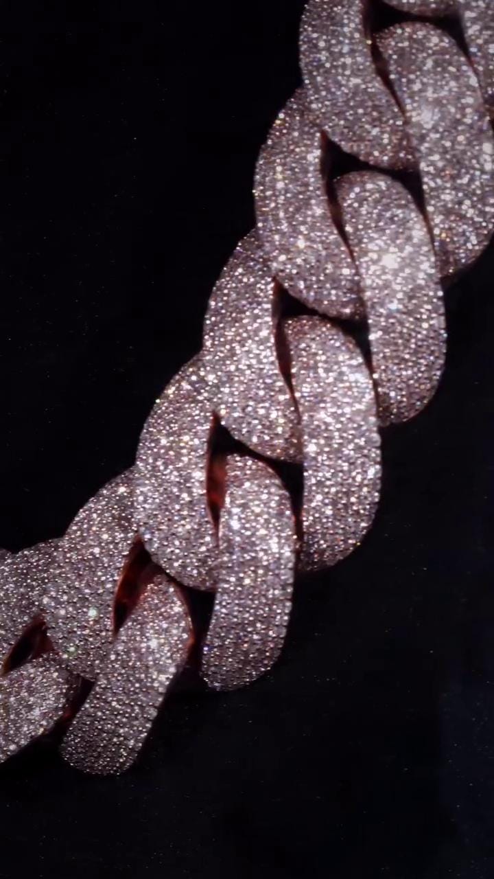 Big Pave Cuban Chain with 100cts Diamonds - 26mm Wide, VVS1 Quality Round-cut Moissanite Diamond, Pass Diamond Tester