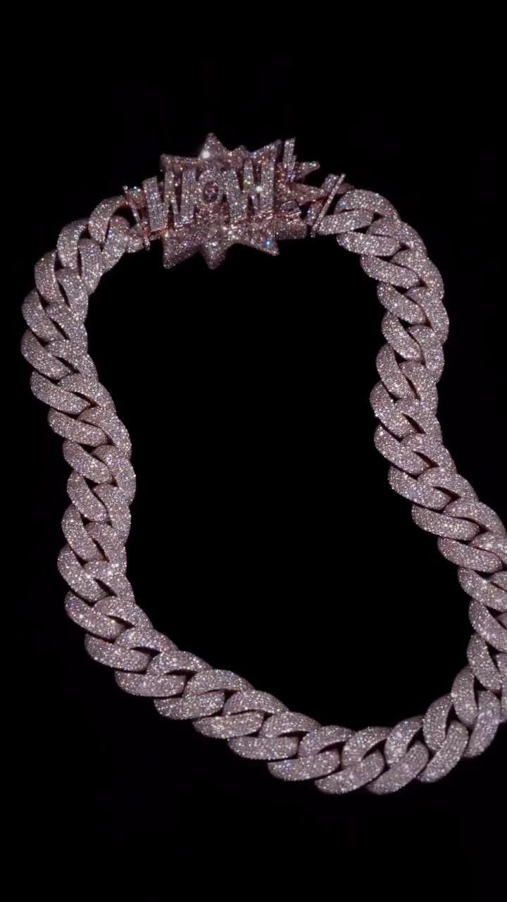 Big Pave Cuban Chain with 100cts Diamonds - 26mm Wide, VVS1 Quality Round-cut Moissanite Diamond, Pass Diamond Tester
