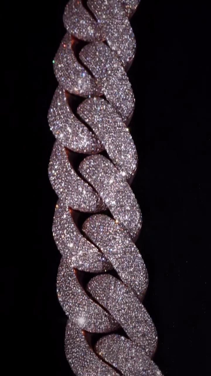 Big Pave Cuban Chain with 100cts Diamonds - 26mm Wide, VVS1 Quality Round-cut Moissanite Diamond, Pass Diamond Tester