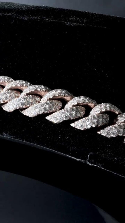 18mm Miami Cuban Link Chain | 2 rows of VVS1 Quality Round-Cut Moissanite | Passes Diamond Tester | Rhodium-Plated 925 Sterling Silver