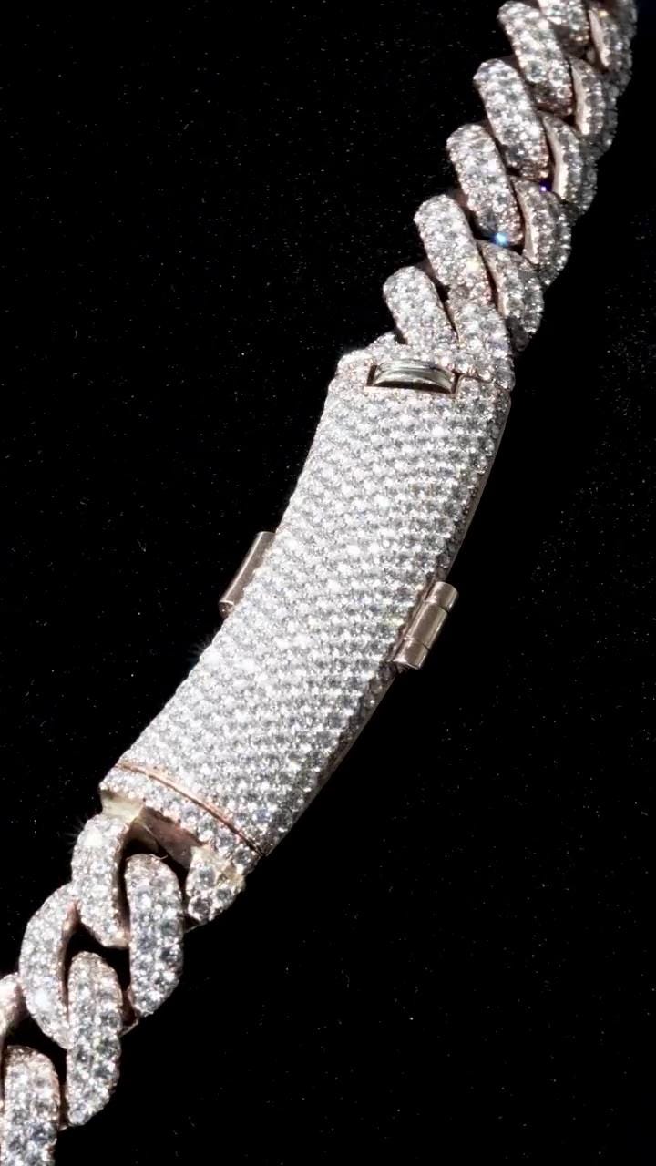 18mm Miami Cuban Link Chain | 2 rows of VVS1 Quality Round-Cut Moissanite | Passes Diamond Tester | Rhodium-Plated 925 Sterling Silver