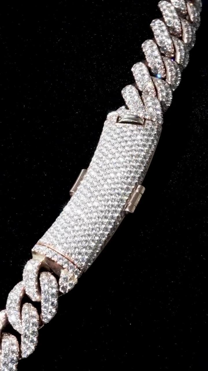 18mm Miami Cuban Link Chain | 2 rows of VVS1 Quality Round-Cut Moissanite | Passes Diamond Tester | Rhodium-Plated 925 Sterling Silver