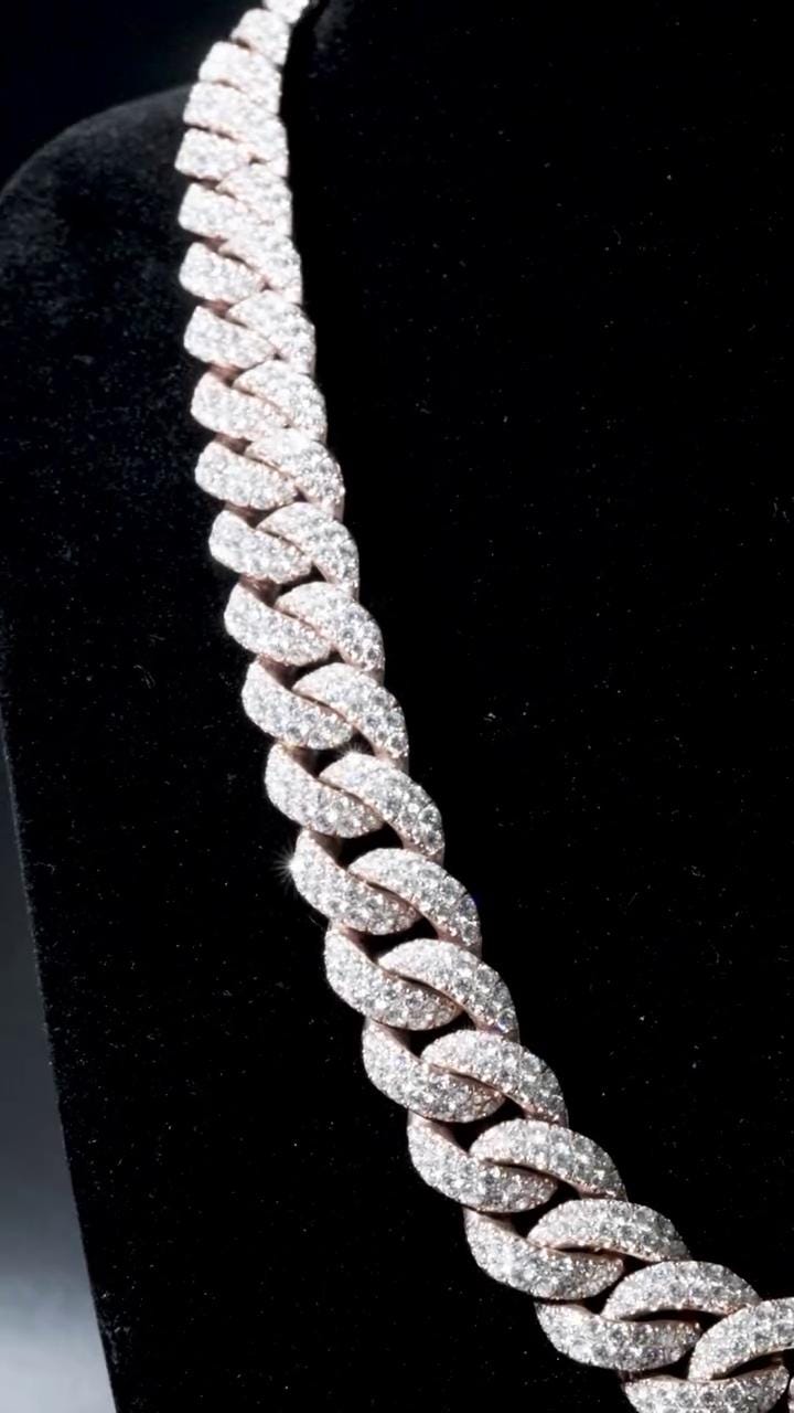 18mm Miami Cuban Link Chain | 2 rows of VVS1 Quality Round-Cut Moissanite | Passes Diamond Tester | Rhodium-Plated 925 Sterling Silver