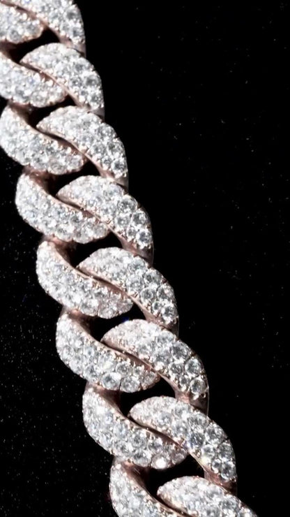 18mm Miami Cuban Link Chain | 2 rows of VVS1 Quality Round-Cut Moissanite | Passes Diamond Tester | Rhodium-Plated 925 Sterling Silver