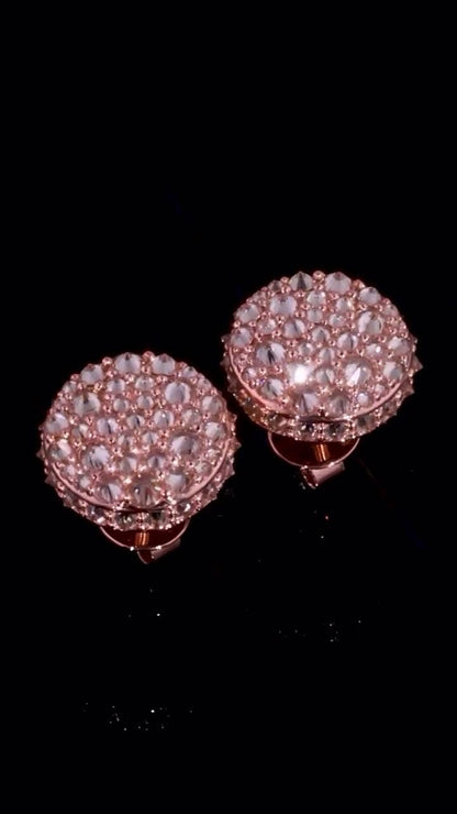 10mm Inverted Mosaic Set Moissanite Stud Earrings, D Color VVS1 Round Cut, 925 Sterling Silver or Solid 10K Gold, Passes Diamond Tester