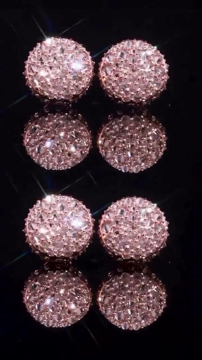 10mm Inverted Mosaic Set Moissanite Stud Earrings, D Color VVS1 Round Cut, 925 Sterling Silver or Solid 10K Gold, Passes Diamond Tester