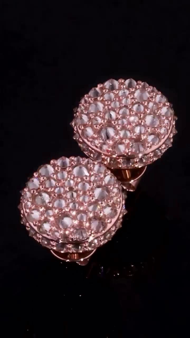 10mm Inverted Mosaic Set Moissanite Stud Earrings, D Color VVS1 Round Cut, 925 Sterling Silver or Solid 10K Gold, Passes Diamond Tester