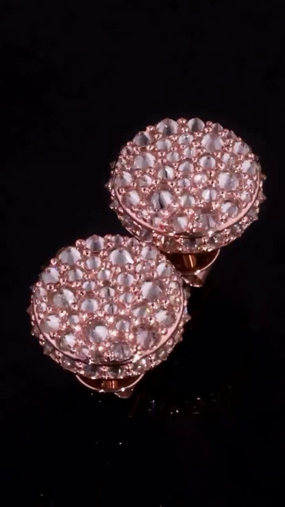 10mm Inverted Mosaic Set Moissanite Stud Earrings, D Color VVS1 Round Cut, 925 Sterling Silver or Solid 10K Gold, Passes Diamond Tester